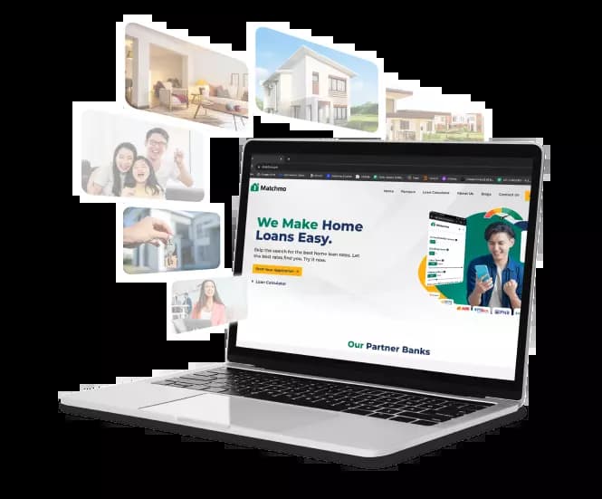 Laptop showing text that says We Make Home Loans Easy.